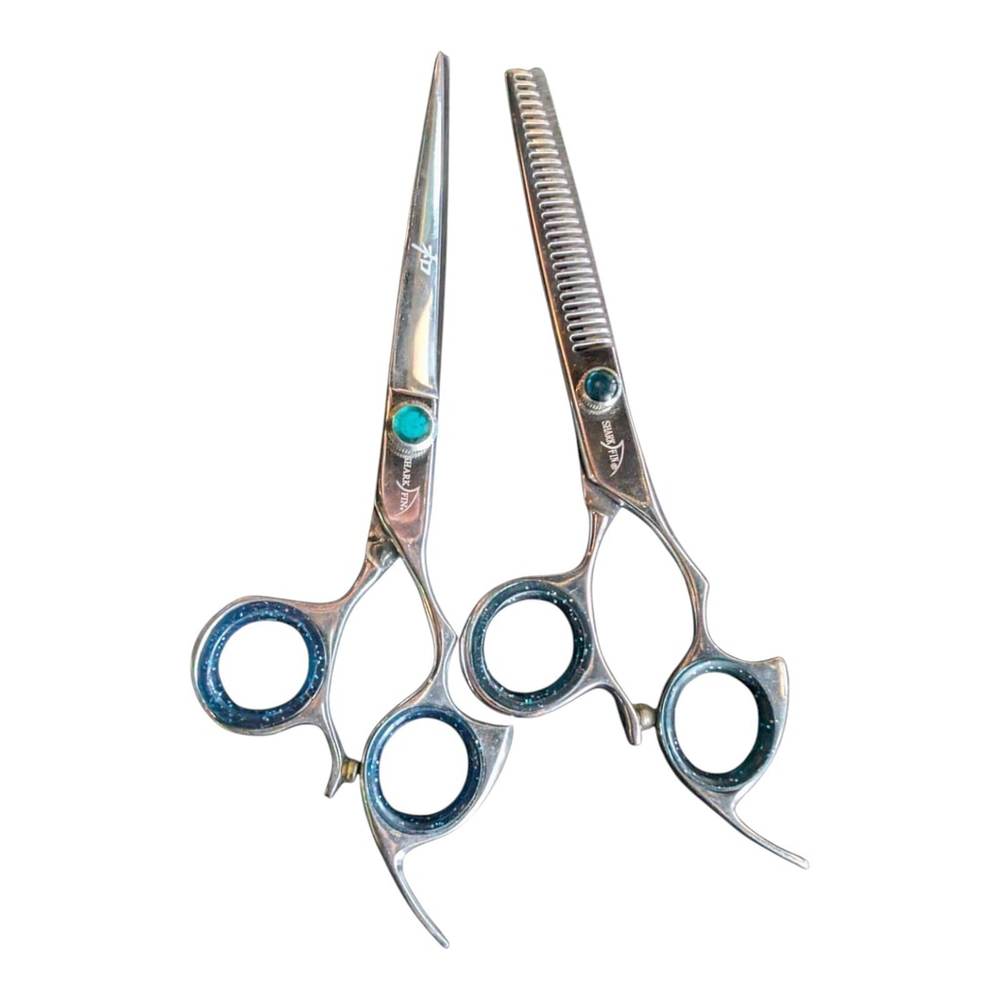Shark Fin Right Handed 6.25” & 7" Thinning Shears Professional Pair Set SHARKFIN